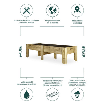 Mesa de cultivo Hortalia 270 L Gardenbrico baixa XXL40