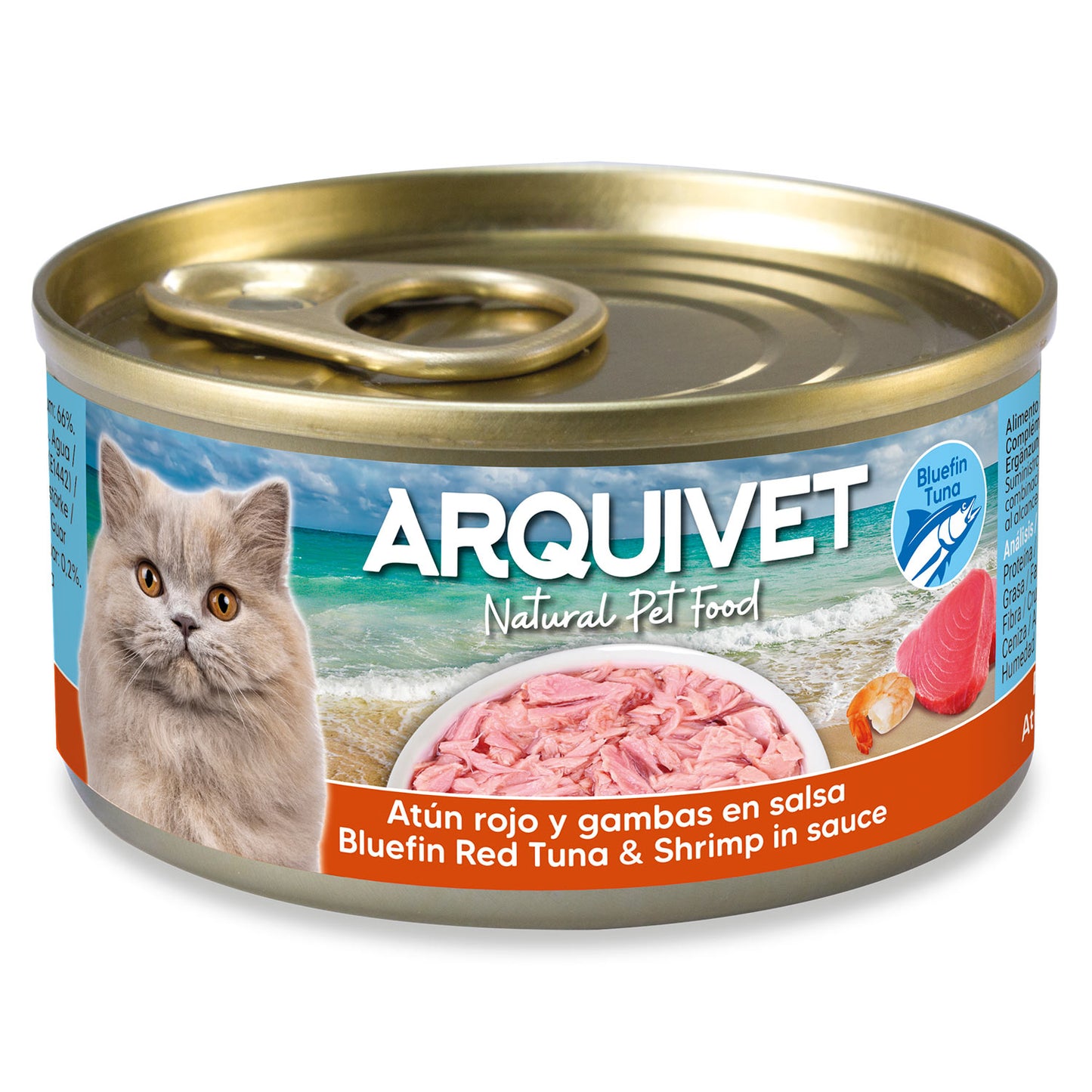 Atum vermelho e camarões em molho Arquivet 80 g Alimento húmido para gatos