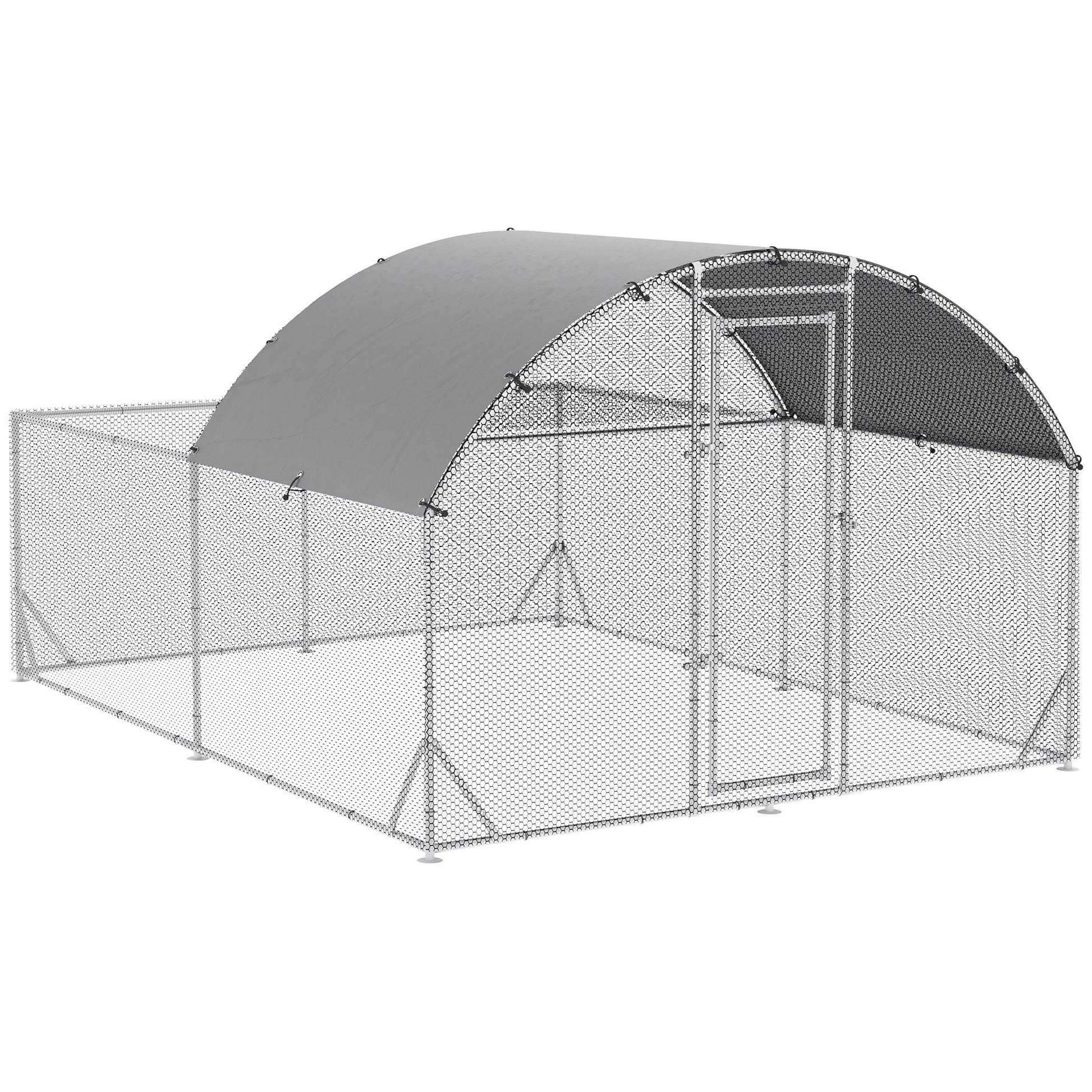 Pawhut Gallinero Exterior Grande De Acero Galvanizado 380x280x195 Cm Con 2 Pisos_0