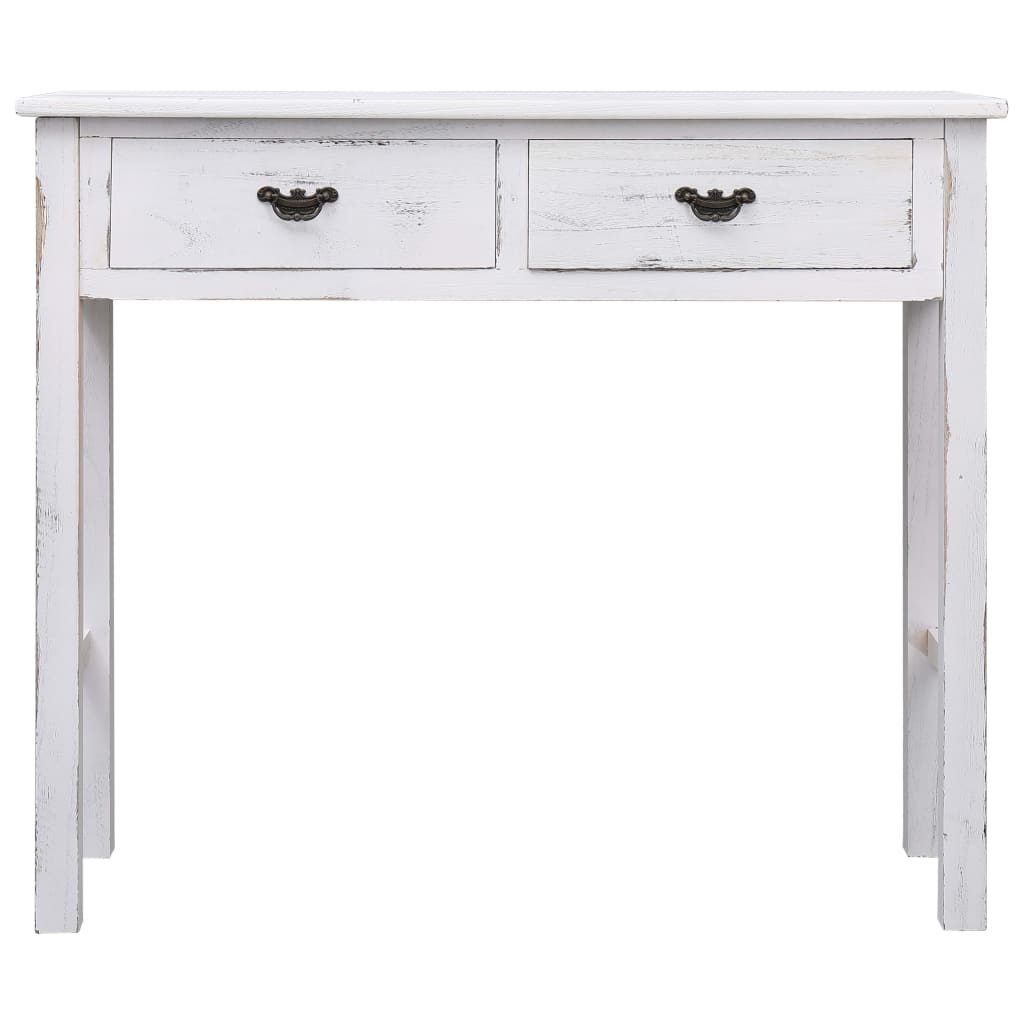 Mesa Consola De Madera Blanco Antiguo 90x30x77 Cm_1