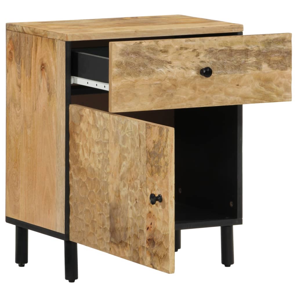 Mesita De Noche Madera Maciza De Mango 50x33x60 Cm_0