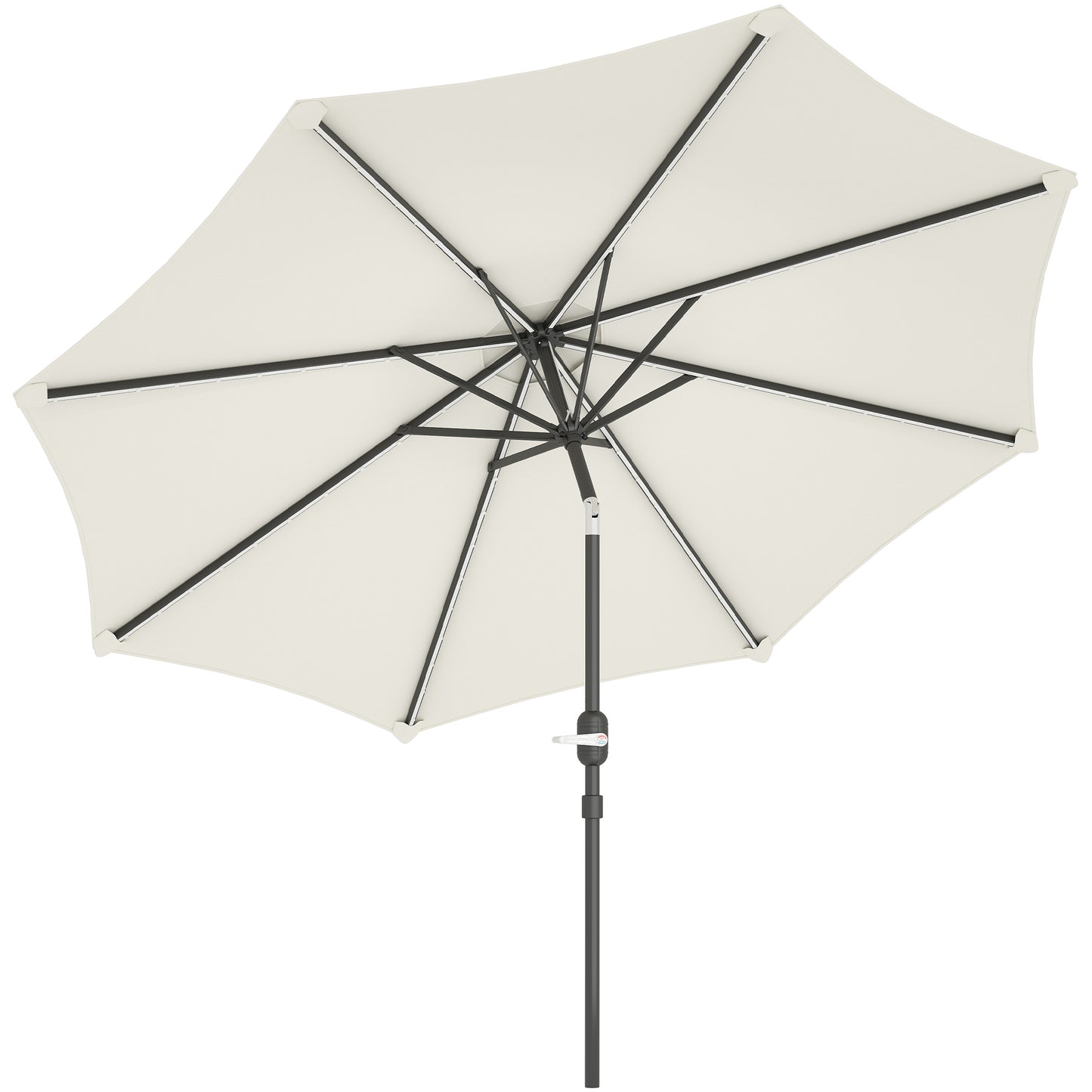 Outsunny Sombrilla Terraza Exterior Ø292x252 Cm Con Inclinación Ajustable Crema_0
