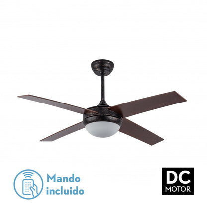 Ventilador Dc Ciro 2xe27 Marron Rustico 4 Aspas Nogal 35/45x116,8d Remoto Y Temporizador_0