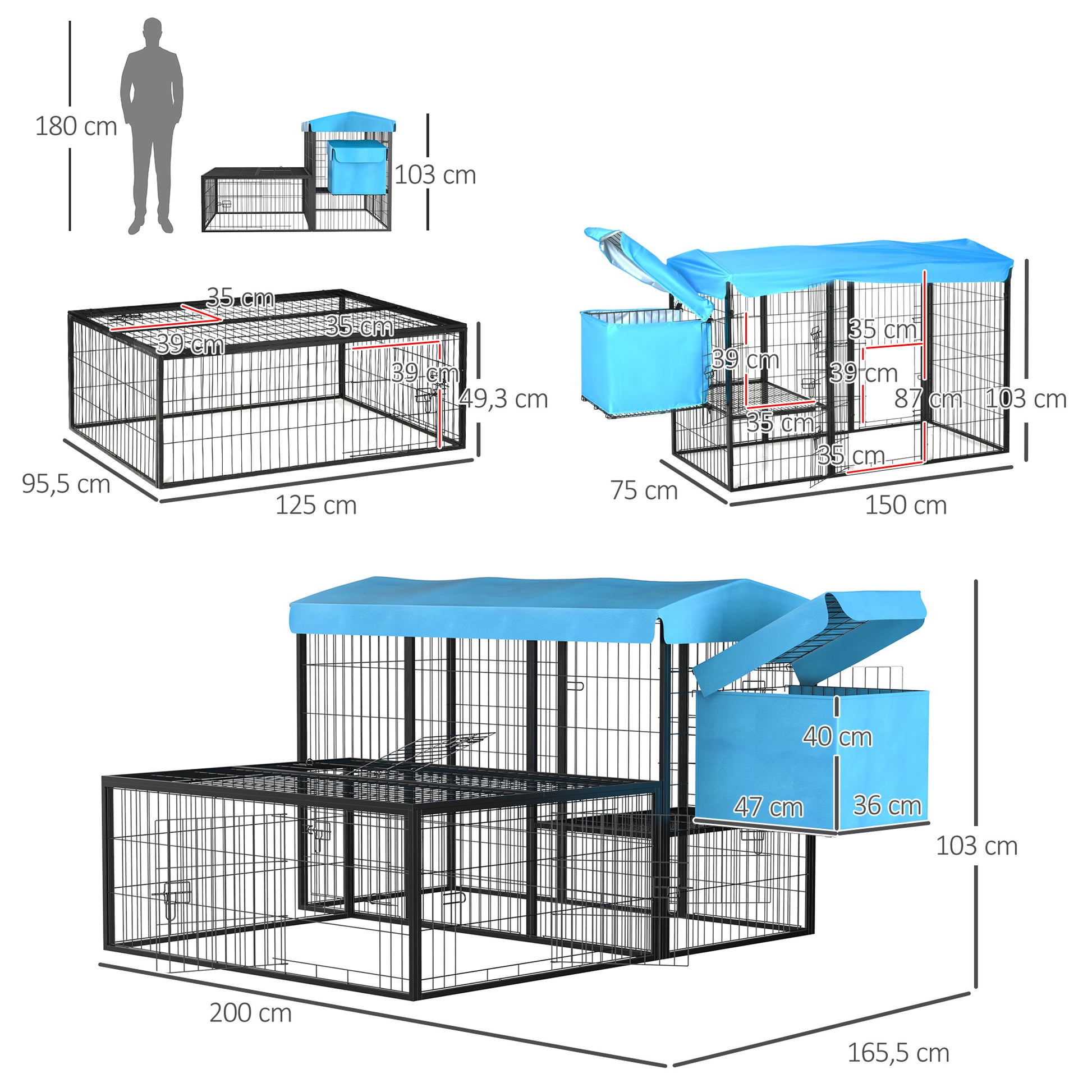 Pawhut Gallinero Para Exterior Para Gallinas Acero Con Toldo Corral Independiente_2
