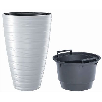 Macetero Alto Con Deposito 43l Maze De Plastico En Color Blanco 37,5 (largo) X 37,5 (ancho) X 57,9 (alto) Cm_1
