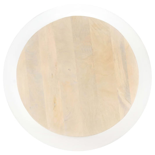 Mesa De Centro De Madera Maciza De Mango Blanca 68x68x30 Cm_0
