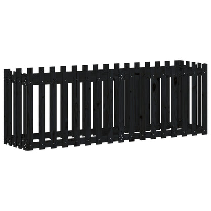 Arriate Elevado Jardín Con Valla Madera Pino Negro 200x50x70cm_3