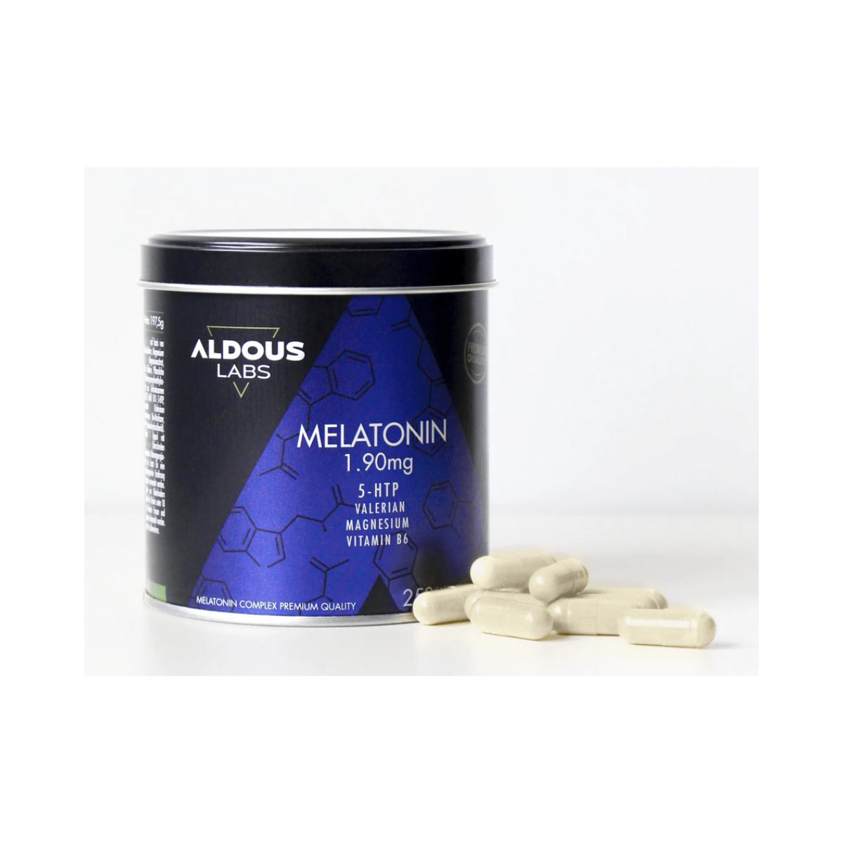 Melatonina com Magnésio, 5-HTP, Valeriana e Vitamina B6, 250 cápsulas. Aldous Labs