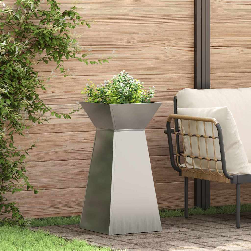 Maceta Pilar Plateado 35 X 35 X 73 Cm Acero Galvanizado_1