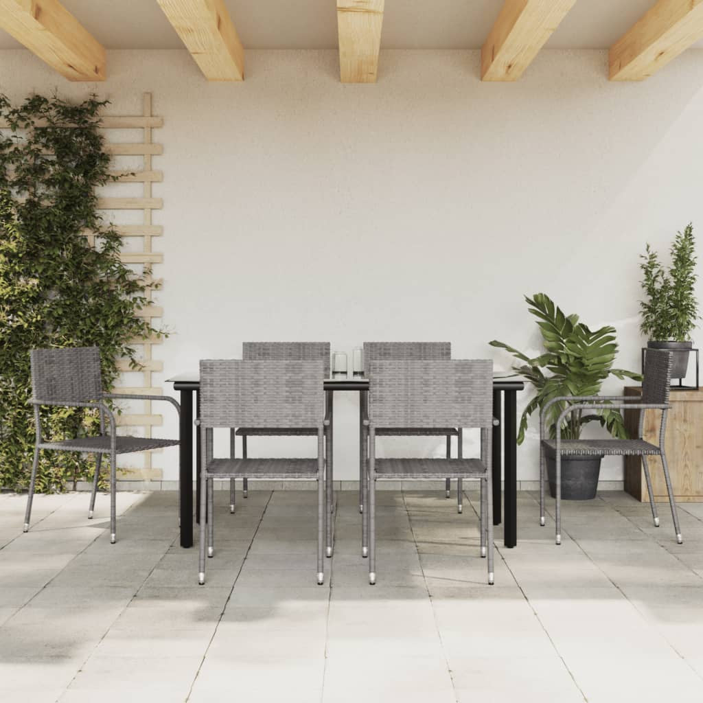 Vidaxl Juego De Comedor De Jardín 7 Piezas Ratán Sintético Gris_1