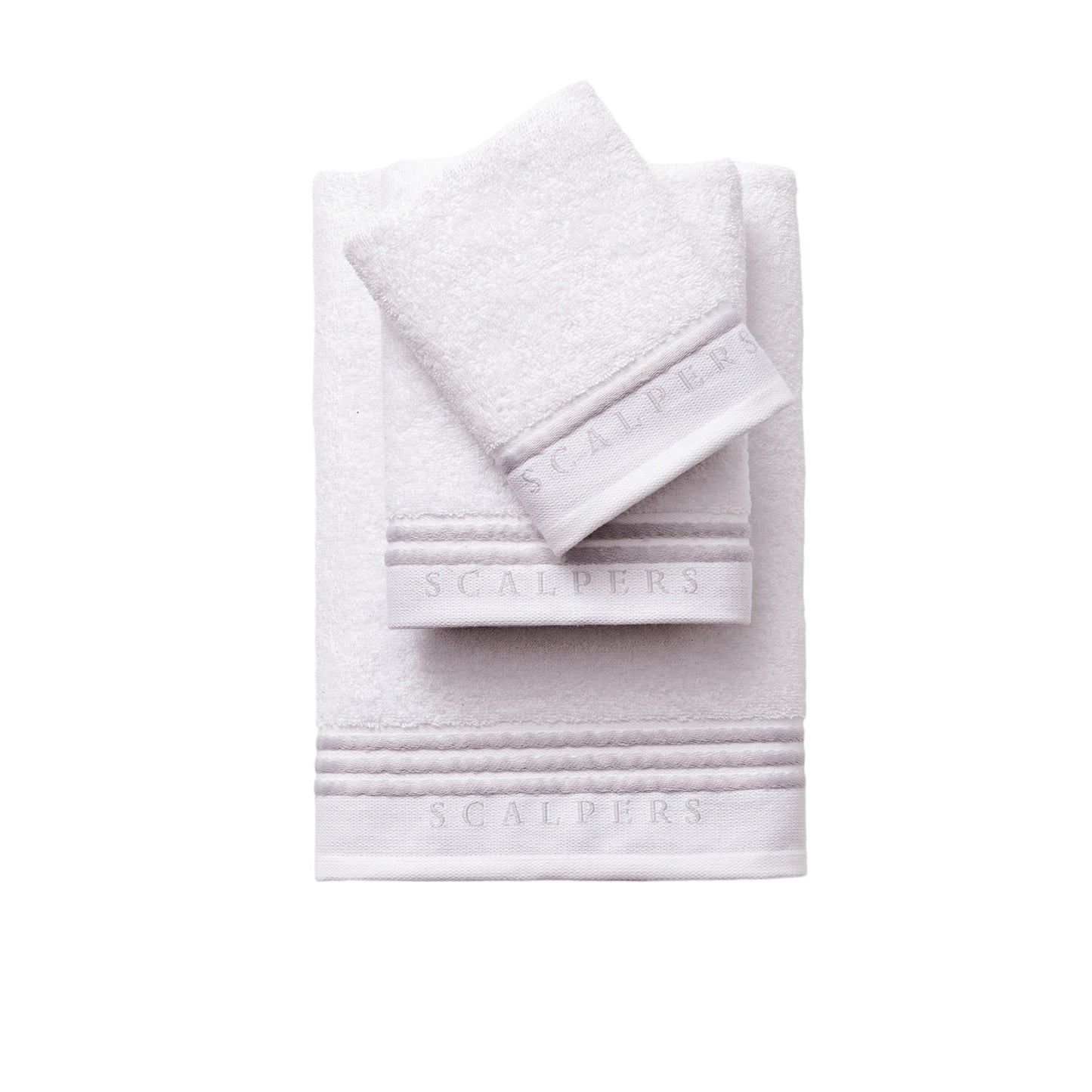 Set Toallas Baño (tocador 30x50cm + Manos 50x90cm + Baño 70x140cm) En Algodón Blanco Con Gris Scalpers Home_0