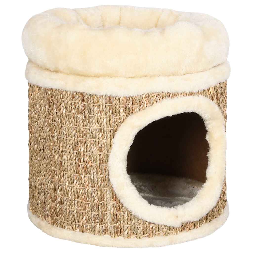 Casita Para Gatos De Lujo Con Cojín Hierba Marina 33 Cm_1