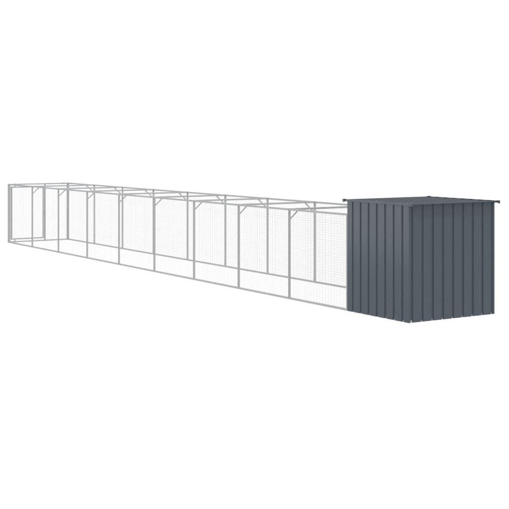 Vidaxl Caseta Perros Con Corral Acero Galvanizado Gris 110x1017x110 Cm_4