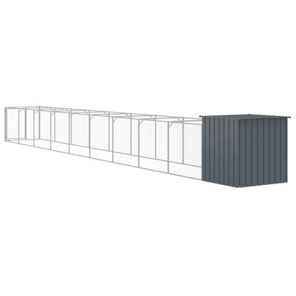 Vidaxl Caseta Perros Con Corral Acero Galvanizado Gris 110x1017x110 Cm_4