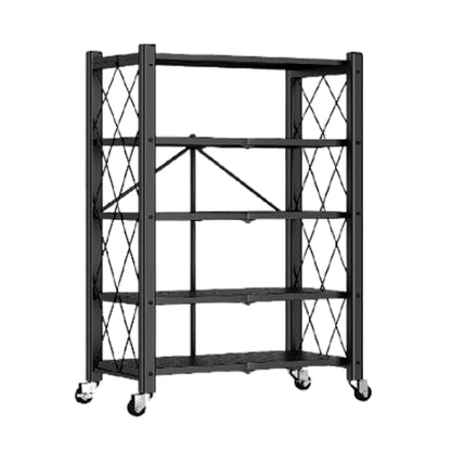 Joybos - Estantería De Almacenamiento Plegable De 5 Estantes Con Ruedas, Sin Montaje 71x34x165cm Negro_3
