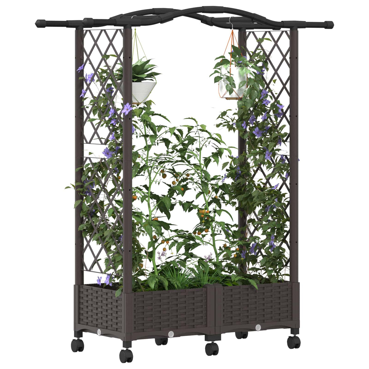 Cama Elevada Con Trellis Y Techo Marrón 124 X 40 X 129 Cm Pp_2