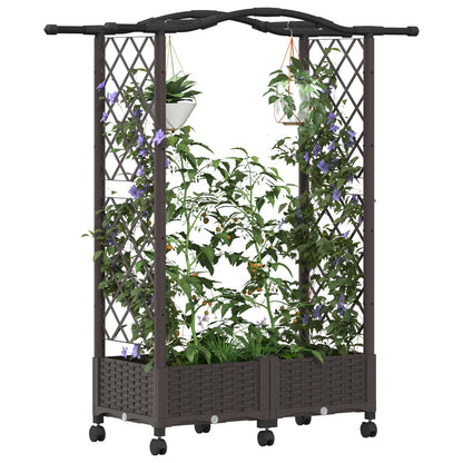 Cama Elevada Con Trellis Y Techo Marrón 124 X 40 X 129 Cm Pp_2