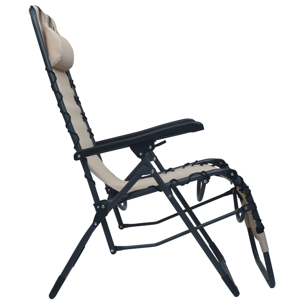 Tumbona Plegable De Textilene Color Crema_2