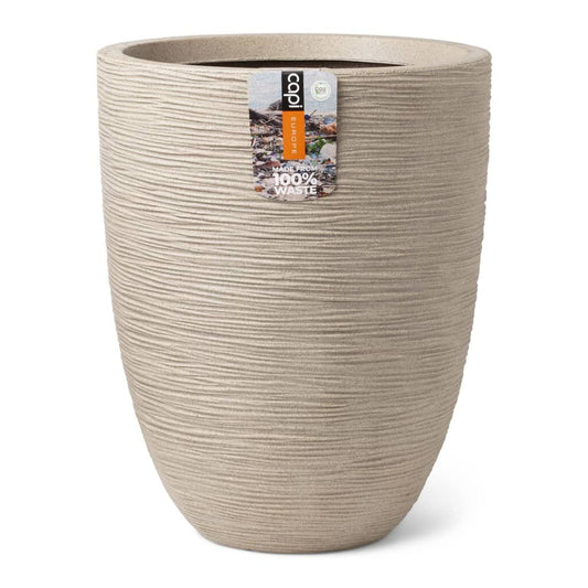 Capi Jarrón Elegante Bajo Waste Rib Beige Terrazo 34x46 Cm_0
