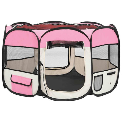Parque De Perros Plegable Y Bolsa Transporte Rosa 110x110x58cm_2
