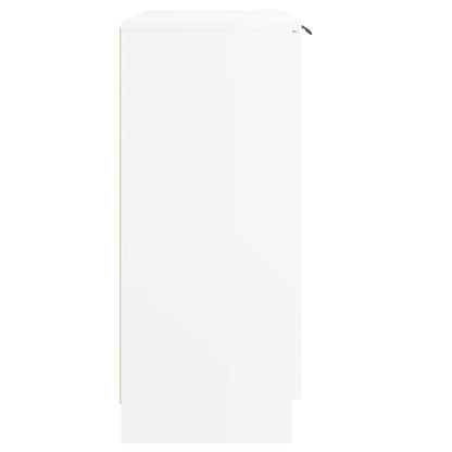 Aparador De Madera Contrachapada Blanco Brillante 60x30x70 Cm / Vetonek_2
