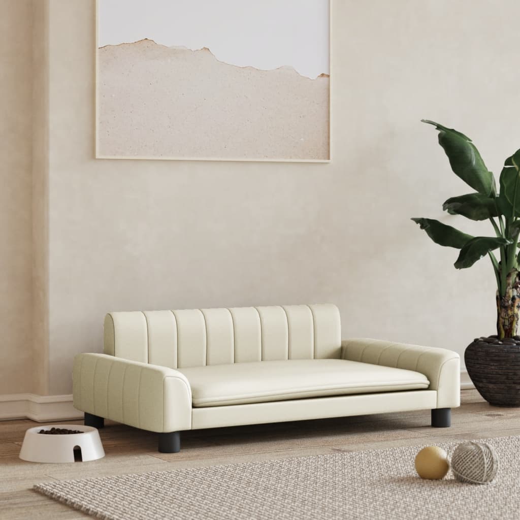 Cama Para Perros De Cuero Sintético Crema 90x53x30 Cm / Vetonek_2