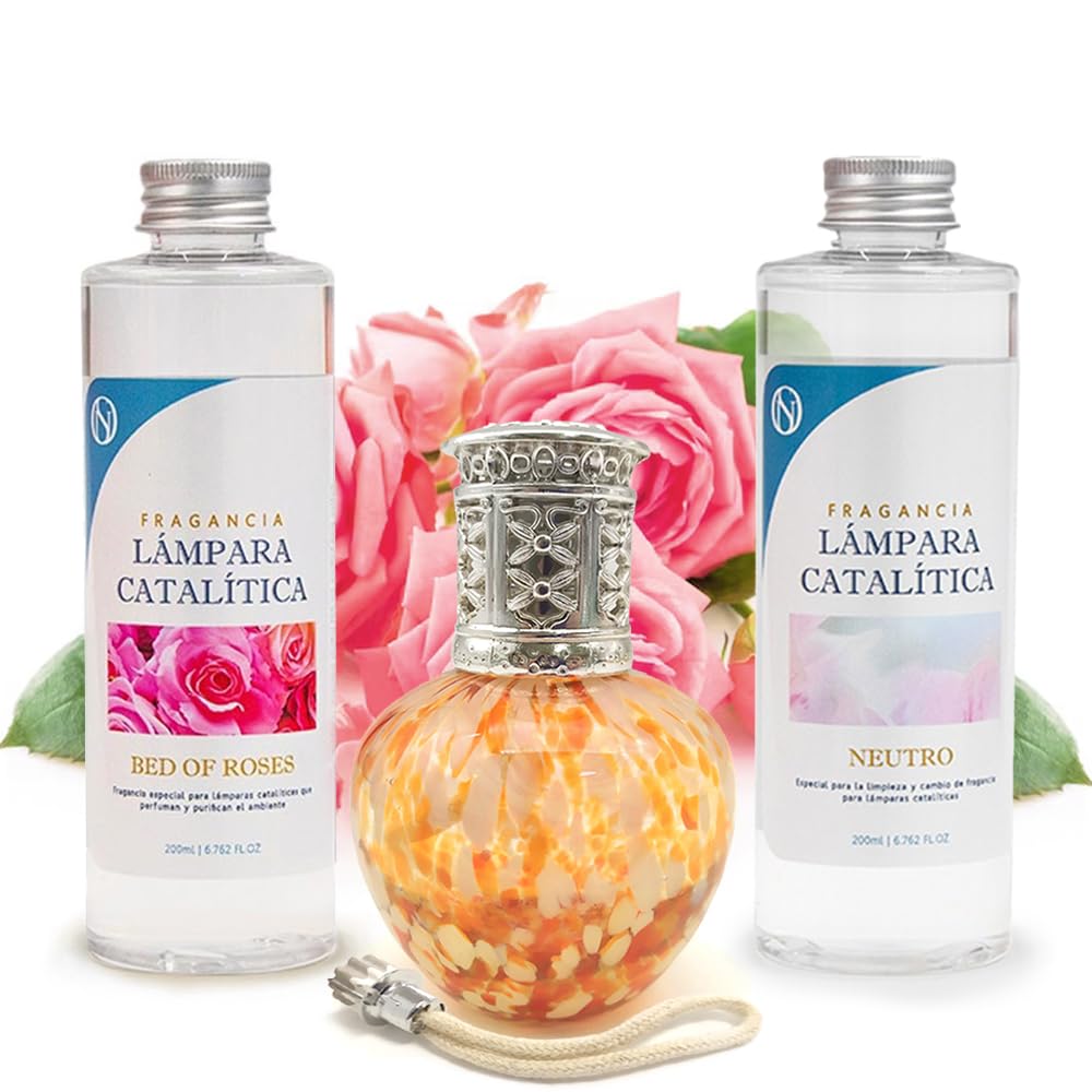 Pack Ahorro Lámpara Catalítica Drops Orange + Fragancia Bed Of Roses 200ml + Limpiador Neutro 200ml + Mecha Repuesto_0