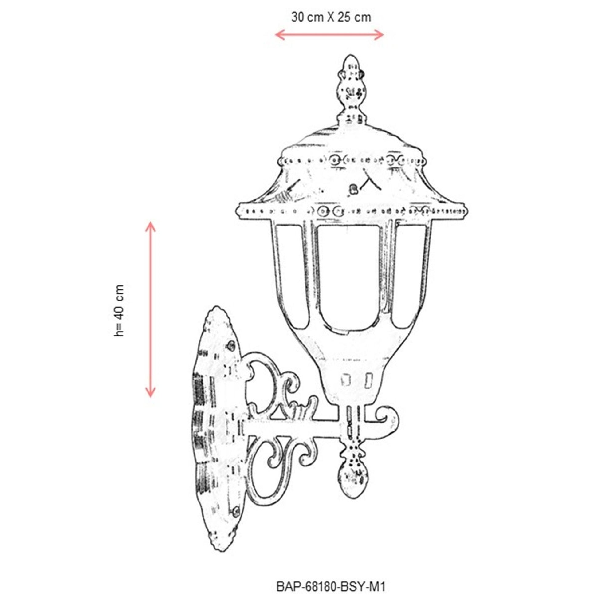 Aplique De Pared Para Exterior, Abs , Negro, 30x25x40, Casquillo E 27 Max 60 W