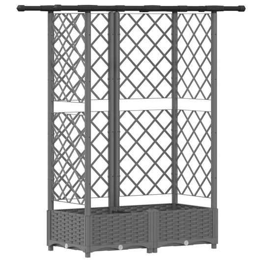 Cama Elevada Con Trellis Y Techo Gris Claro 124 X 40 X 121 Cm_0