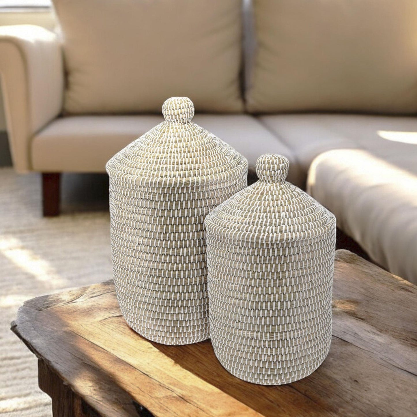 Well Home Conjunto De 2 Cestos Para La Ropa Con Tapa Ø27cmø33,5cm_3