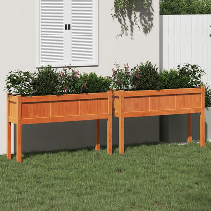 Jardineras Con Patas 2 Uds Madera Maciza De Pino Marrón Cera_1