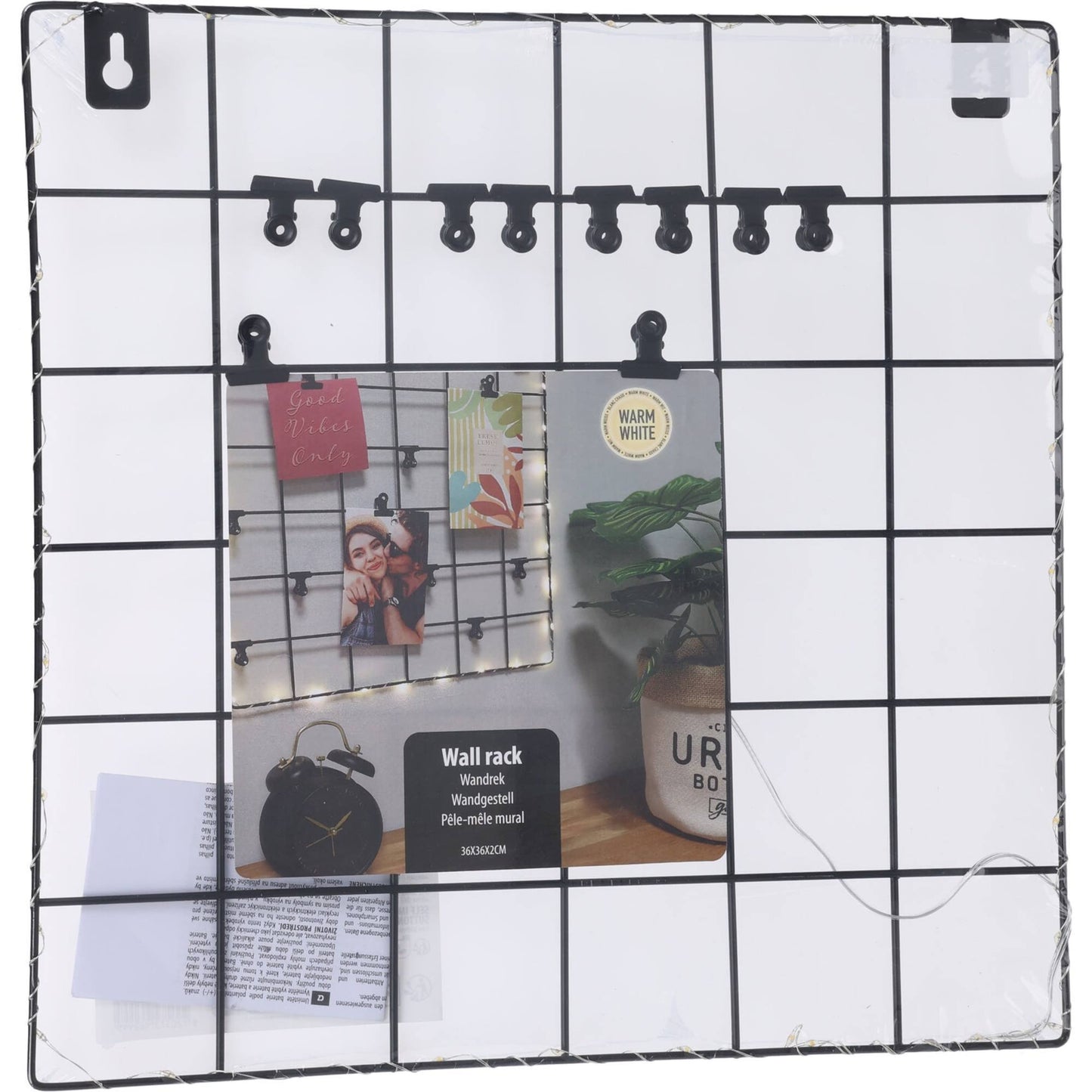 Well Home Estante De Pared Para Cuadros Con Led En Metal Negro 36x36x2cm_4