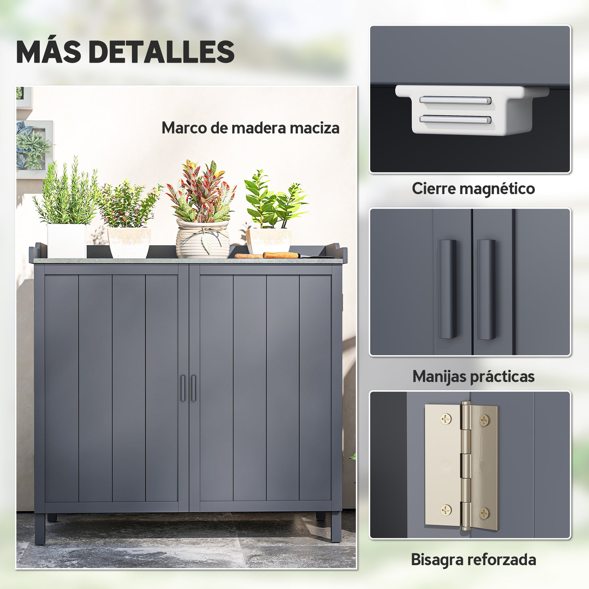 Outsunny Armario Jardín De Madera Con Mesa 2 Puertas Y 2 Estantes 98x48x95,5 Cm_5