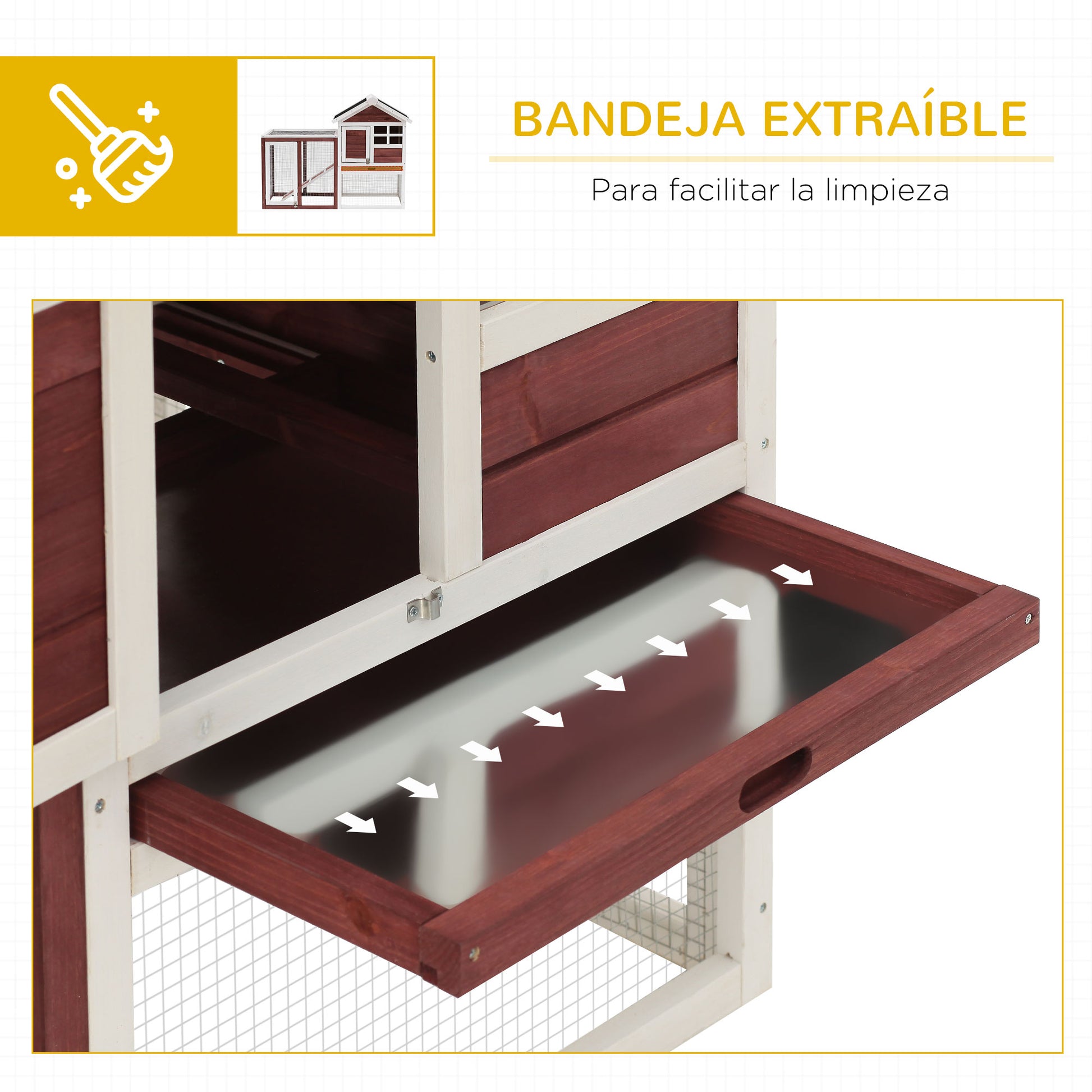 Pawhut Conejera De Madera Con Zona Abierta Y Rampa 123,5x62,6x92,5 Cm Marrón_5