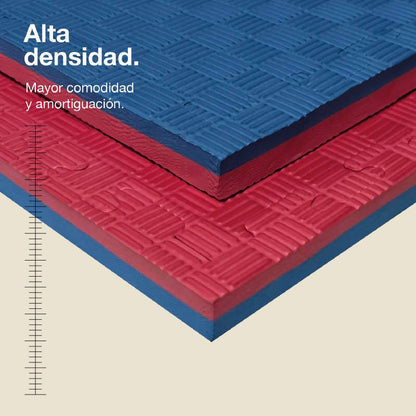 Jowy Tatami Puzzle 2cm 100x100cm, Pack 4 Unidades – Superficie 5 Líneas Rojo/azul_1
