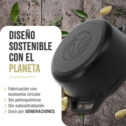 Victoria Horno Holandés Olla Inducción Hierro Fundido Esmaltado 29cm, Cocotte 6,6l, Sin Ptfe Ni Pfoa, 39493, Negro_5