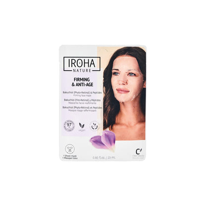 Máscara de tecido refirmante e anti-envelhecimento Bakuchiol da Iroha Nature 23 ml