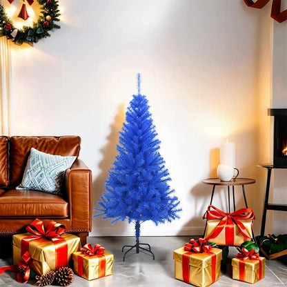 Vidaxl Árbol De Navidad Artificial Con Soporte Pvc Azul 120 Cm_1