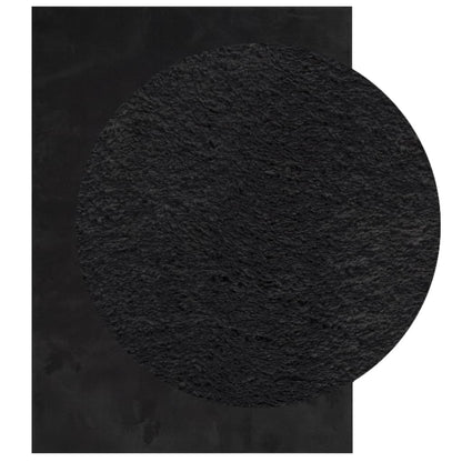 Alfombra De Pelo Corto Suave Lavable Huarte Negro 140x200 Cm / Vetonek_3