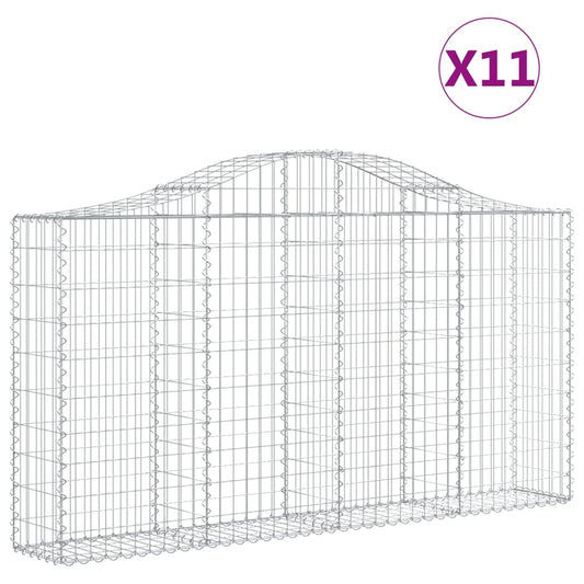 Cestas De Gaviones 11 Uds Forma Arco Hierro 200x30x100/120 Cm_0