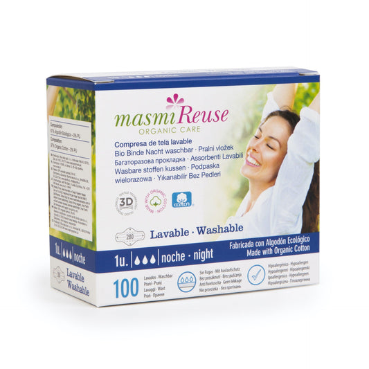 Absorvente noturno de pano lavável Masmi com abas