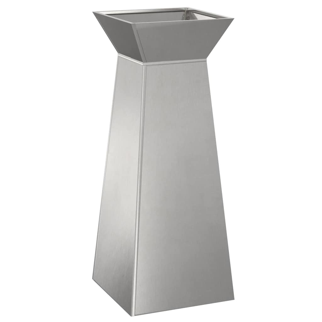 Maceta Pilar 2 Uds. Plateado 40 X 40 X 100 Cm Acero Inoxidable_4