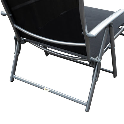 Outsunny Tumbona Plegable Con Respaldo Ajustable 137x63,5x100,5 Cm Negro_4