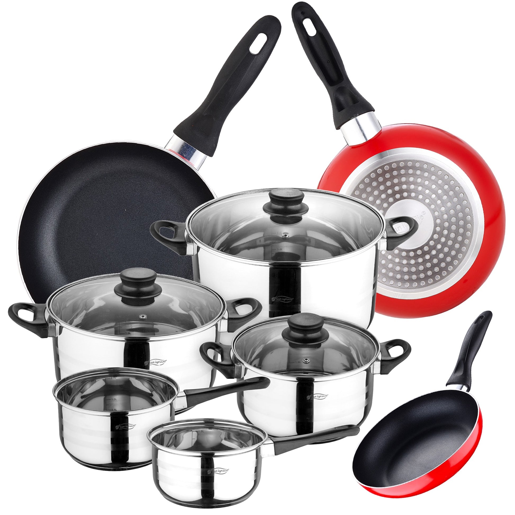 San Ignacio Juego De Batería De Cocina De 8 Piezas + 3 Sartenes 16/20/24 Cm San Ignacio_0