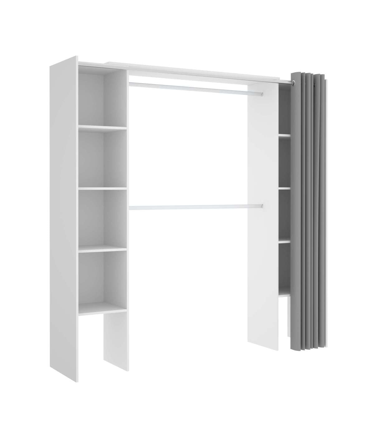 Vestidor Siles Para Dormitorio Con Cortina Y Baldas En Blanco 205-203 Cm(alto)180 Cm(ancho_0