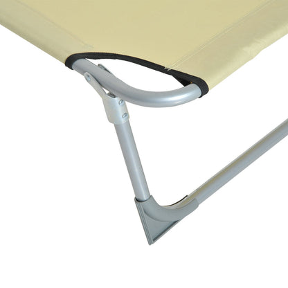 Outsunny Cama De Camping Plegable Tumbona Plegable Carga 120kg 187x58x28cm Beige_3
