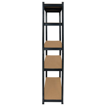 Pack 2 Estanterías Modulares Negras Con 5 Baldas Ajustables 180x90x40cm_1