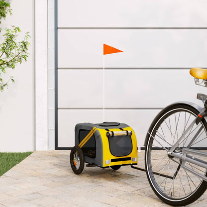 Remolque De Bicicleta Mascotas Hierro Tela Oxford Amarillo Gris_1