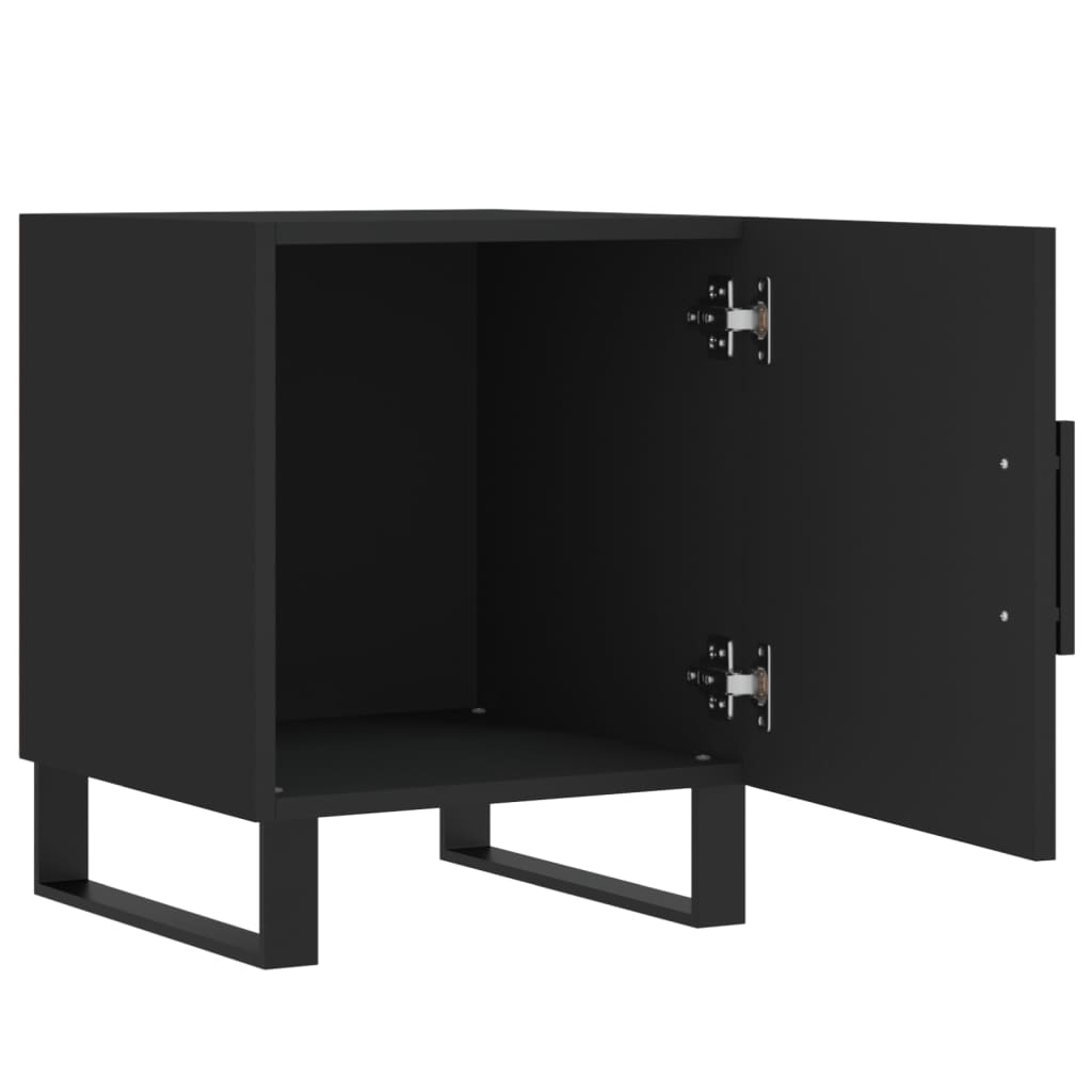 Mesita De Noche Madera De Ingeniería Negro 40x40x50 Cm_3