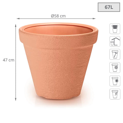 Maceta Classic 67l., Dimensiones (mm) 580x580x470, Color Ladrillo_1
